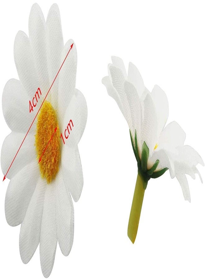 TAODAN Fabric Daisy Flower Head 100PCS 1.5Inch White Artificial Gerbera Fake Flowers Heads for Wedding Party and DIY Craft - Image 2